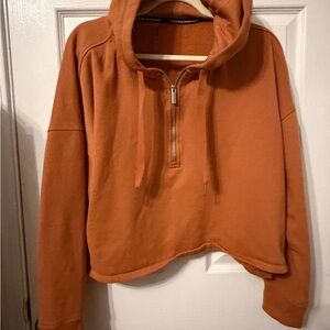 Calvin Klein Rust Half-Zip Cropped Hoodie